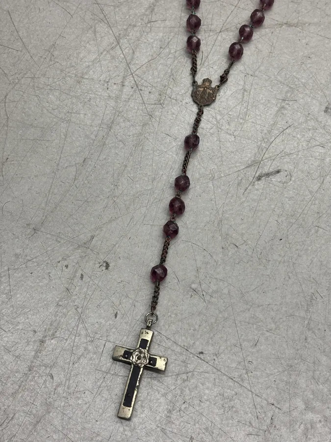 Archive Faded Purple Beaded Cross Rosary Necklace  efdPrzn 2