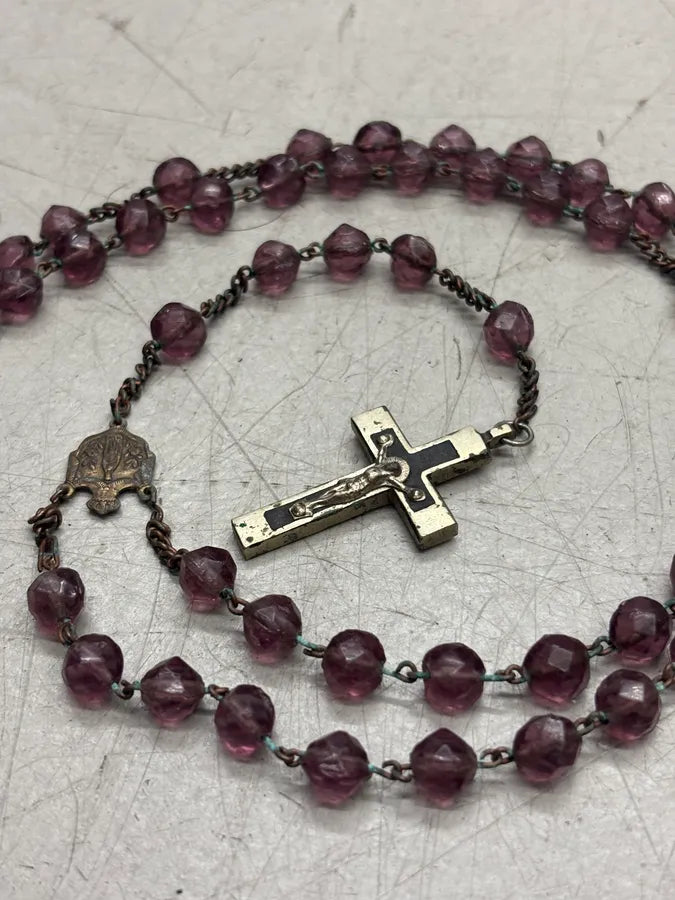 Archive Faded Purple Beaded Cross Rosary Necklace  efdPrzn 10