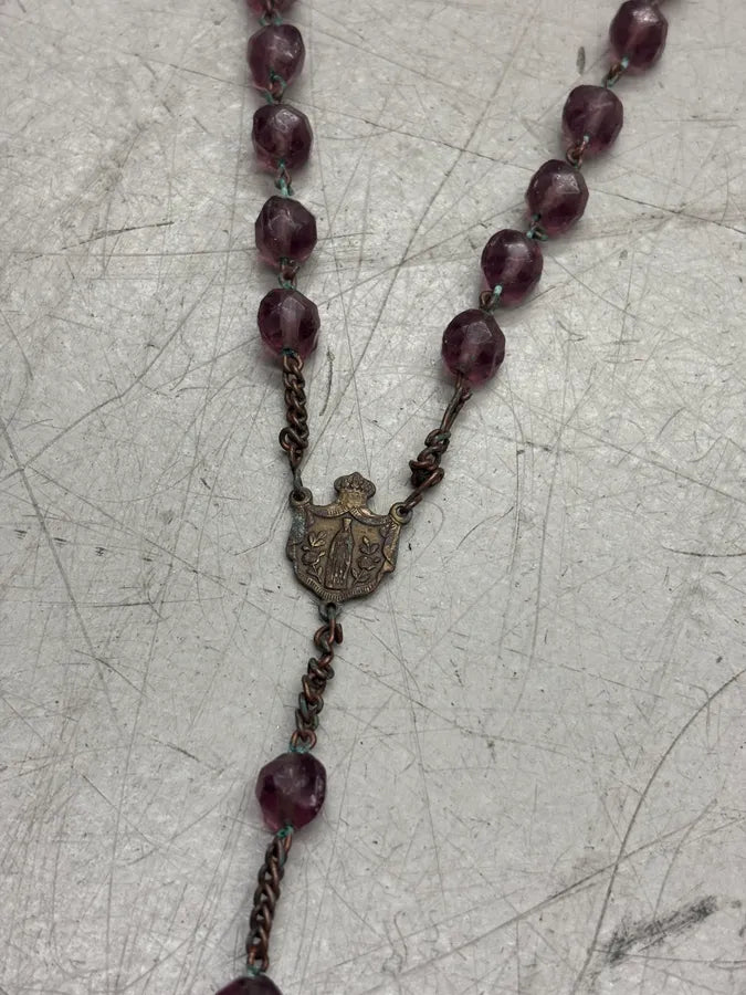 Archive Faded Purple Beaded Cross Rosary Necklace  efdPrzn 6