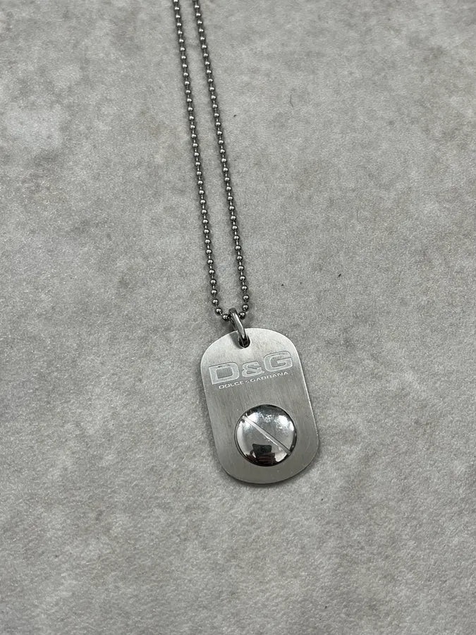 2000s Dolce & Gabbana Grey Dog Tag Necklace efdPrzn 4