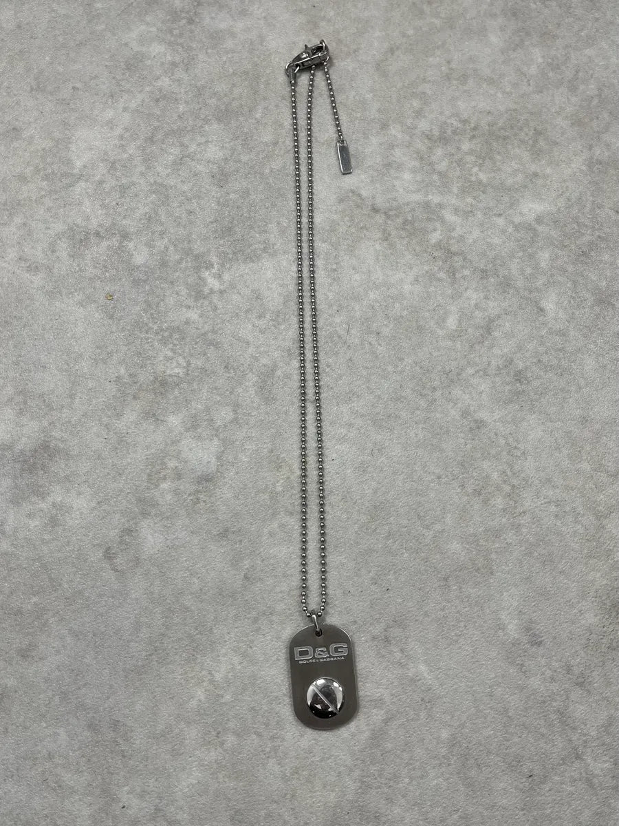 2000s Dolce & Gabbana Grey Dog Tag Necklace efdPrzn 2