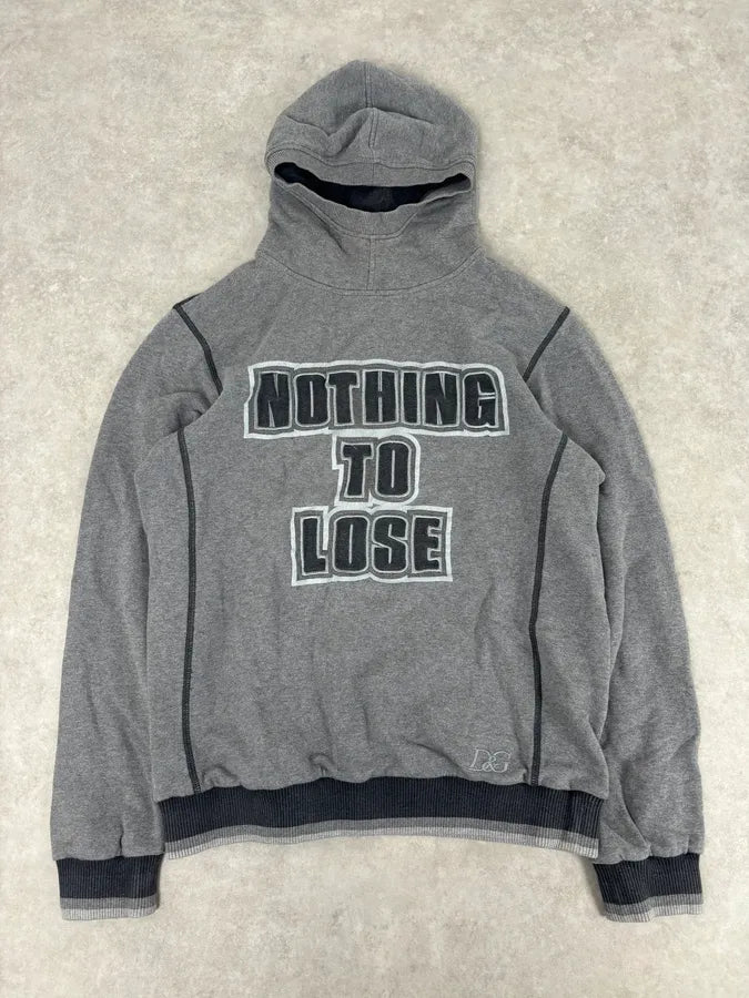 2000s Dolce & Gabbana Grey Embroidered Nothing to Lose Hoodie exJRiTo 0