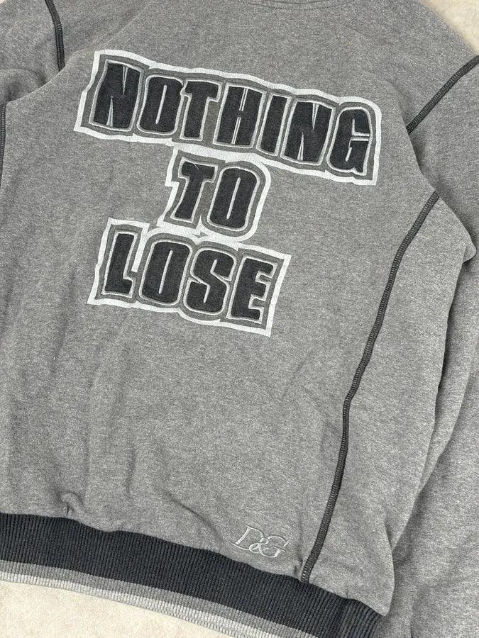 2000s Dolce & Gabbana Grey Embroidered Nothing to Lose Hoodie exJRiTo 6