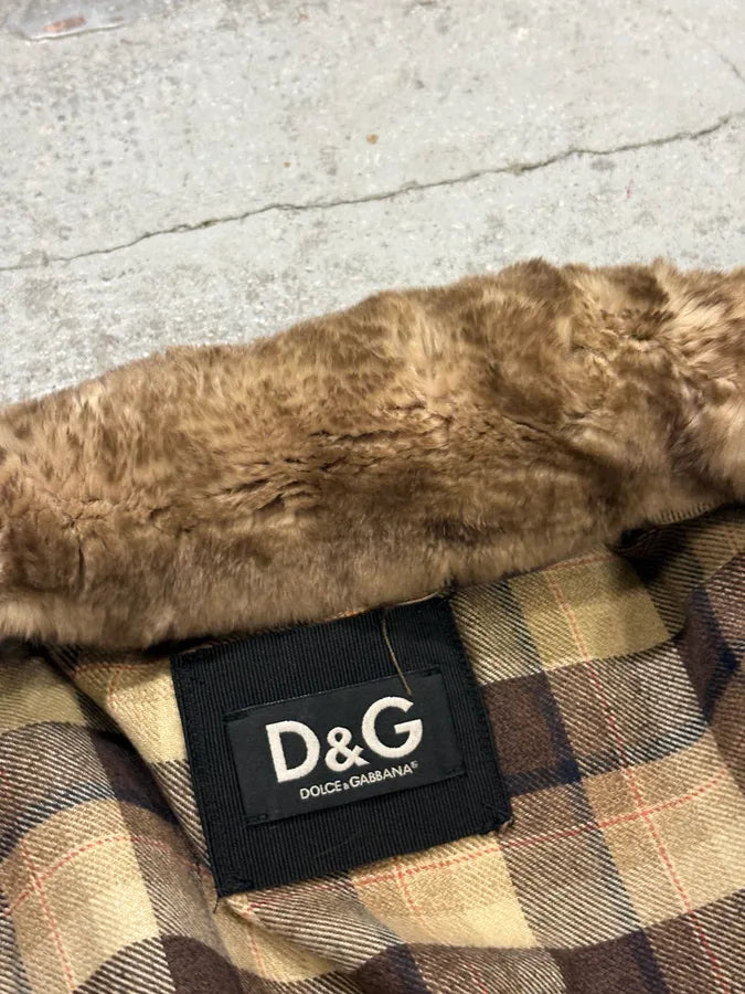 2000s Dolce & Gabbana Grey Eroded Fur Collar Leather Jacket ZJLMzeR 6