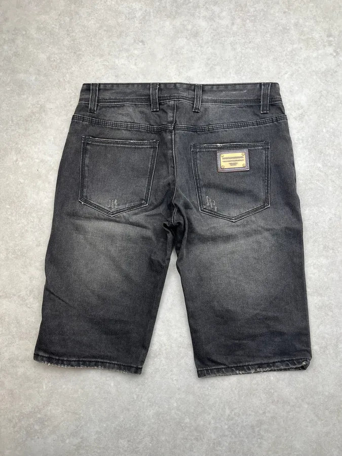 2000s Dolce & Gabbana Grey Faded Denim Shorts Ikciozk 4