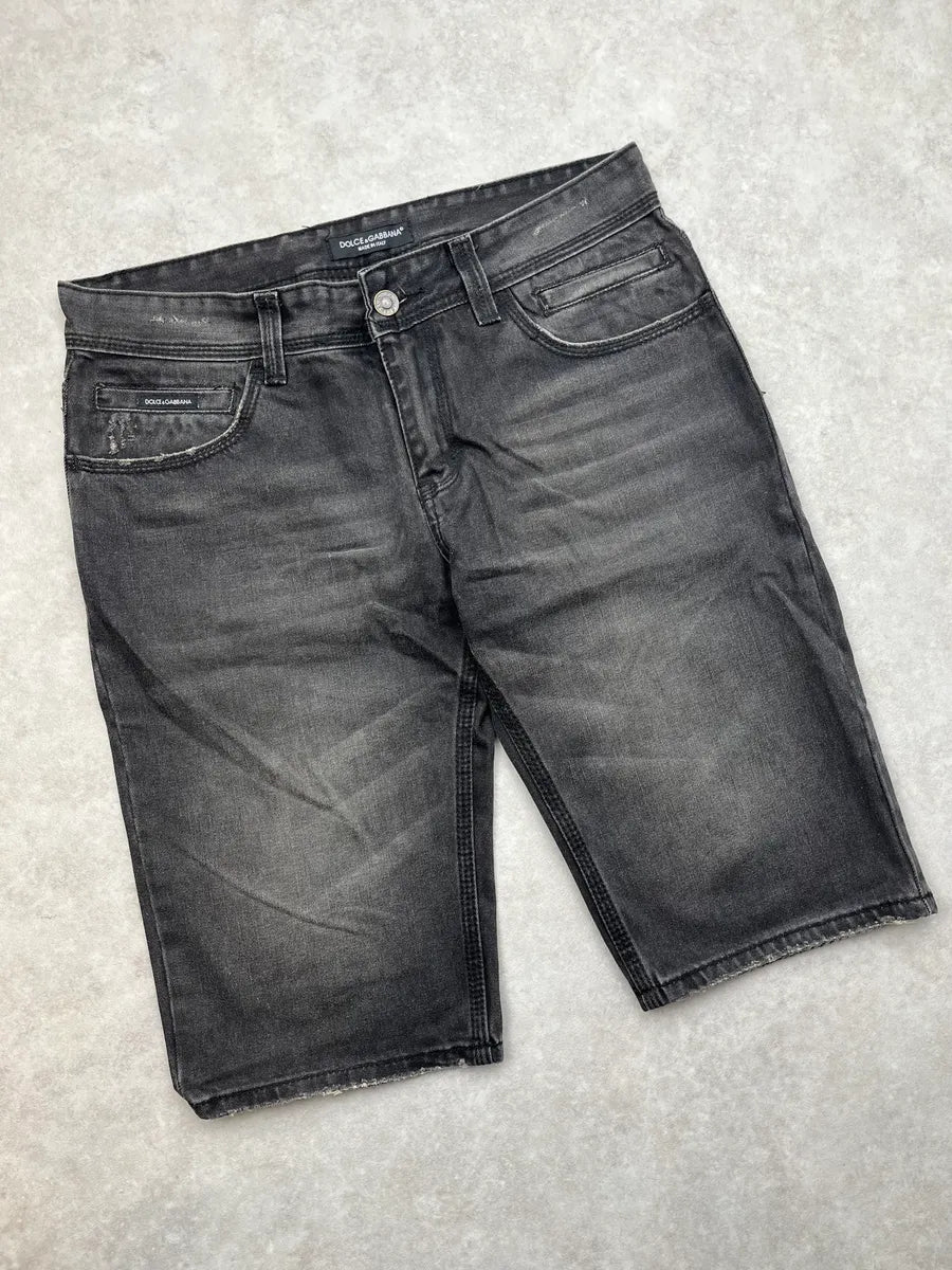 2000s Dolce & Gabbana Grey Faded Denim Shorts Ikciozk 5