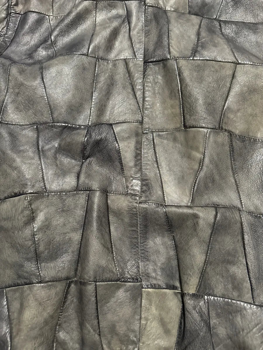 2000s Dolce & Gabbana Grey Faded Patchwork Leather Zip-up Jacket (L) 4