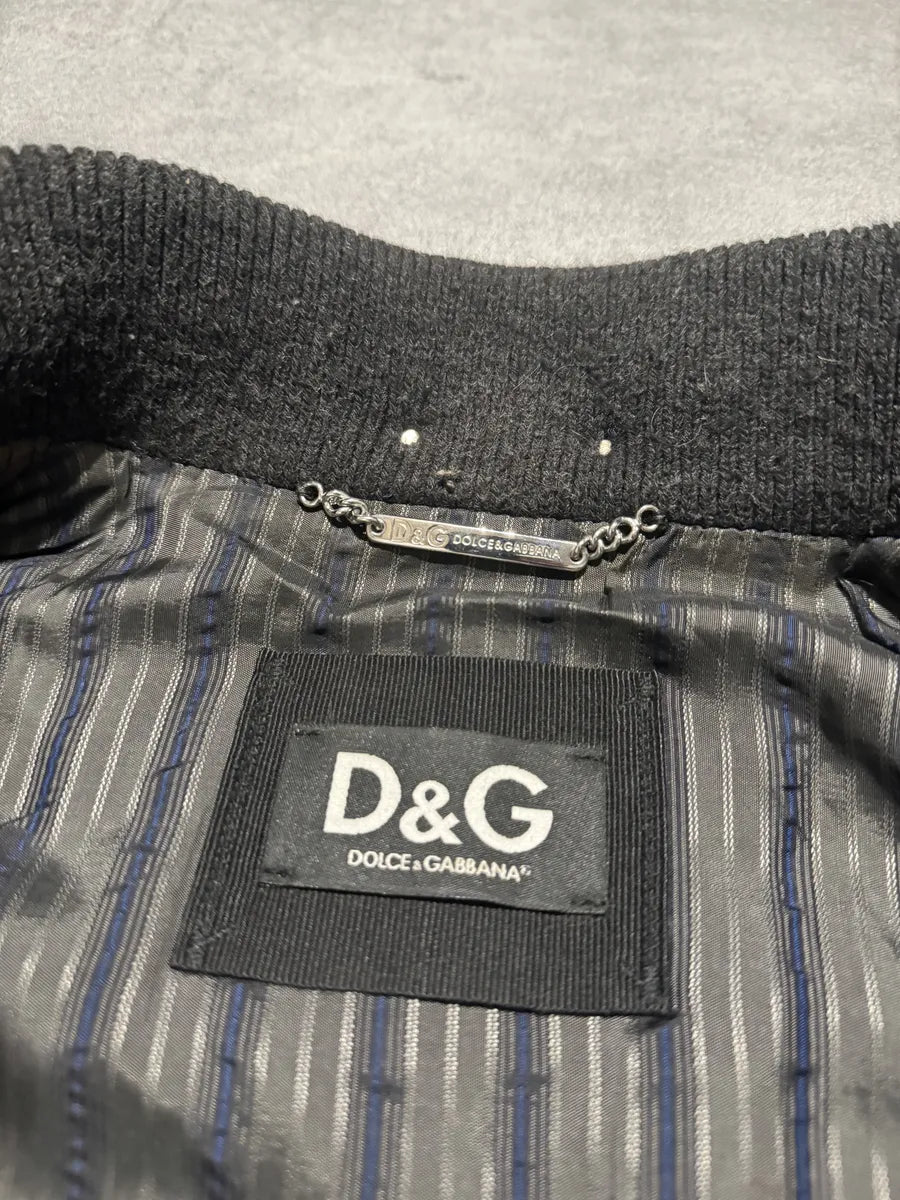 2000s Dolce & Gabbana Grey Faded Patchwork Leather Zip-up Jacket (L) 6