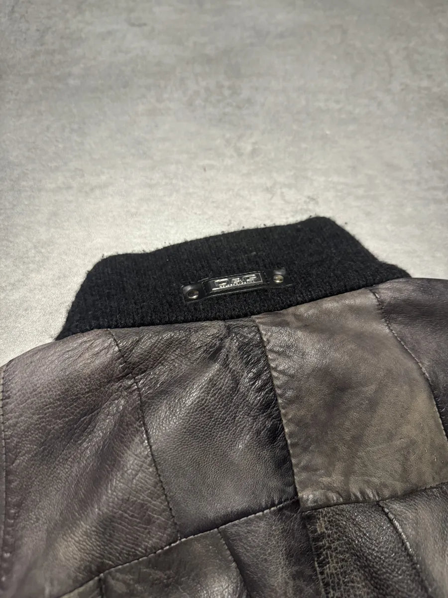 2000s Dolce & Gabbana Grey Faded Patchwork Leather Zip-up Jacket (L) 7