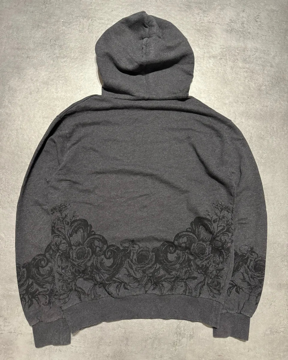 2000s Dolce & Gabbana Grey Floral Dramatic Hoodie QLmlYAb 1