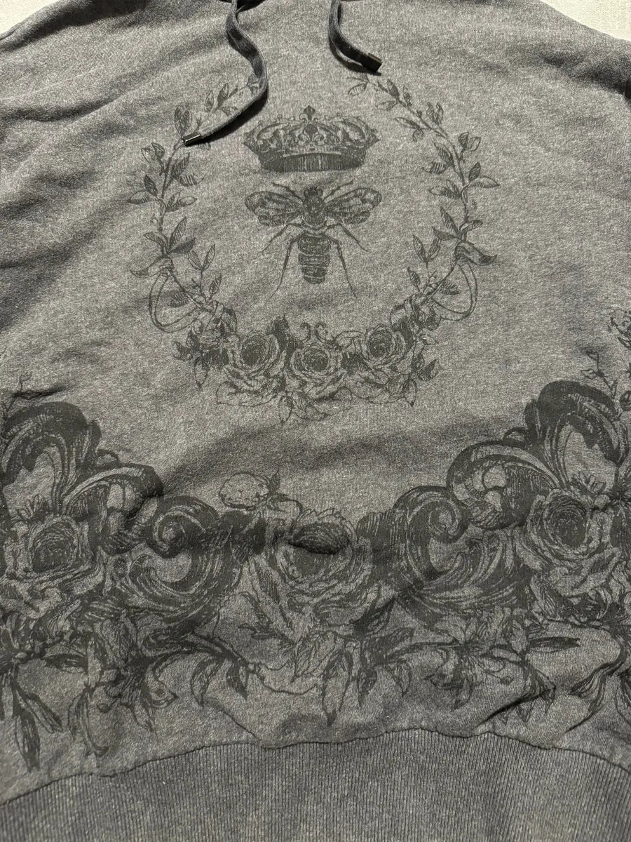 2000s Dolce & Gabbana Grey Floral Dramatic Hoodie QLmlYAb 10