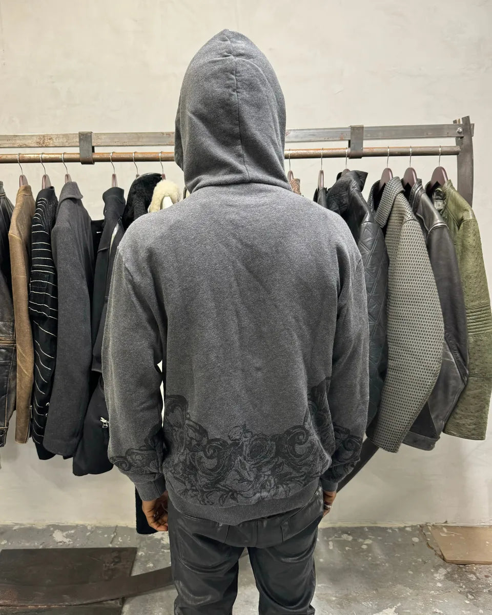 2000s Dolce & Gabbana Grey Floral Dramatic Hoodie QLmlYAb 2