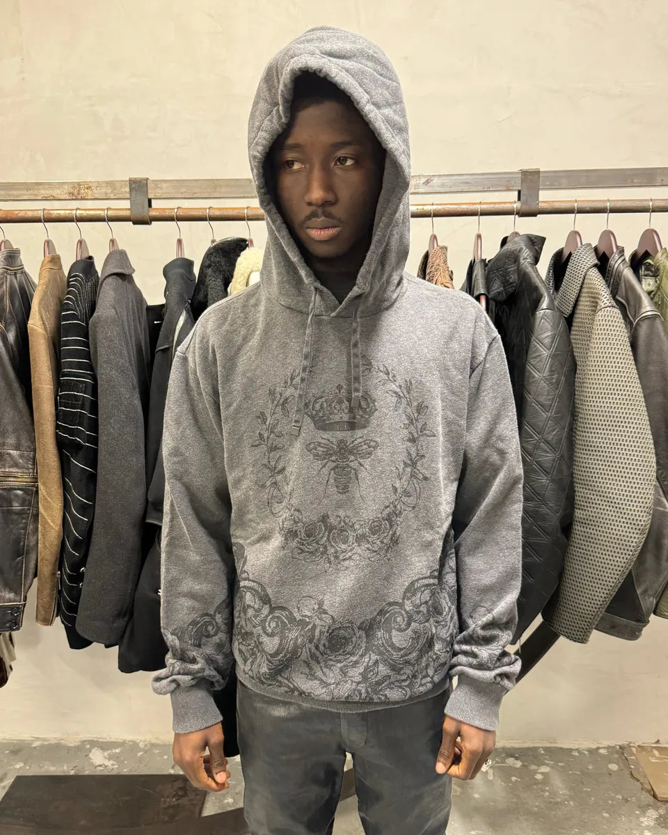 2000s Dolce & Gabbana Grey Floral Dramatic Hoodie QLmlYAb 3