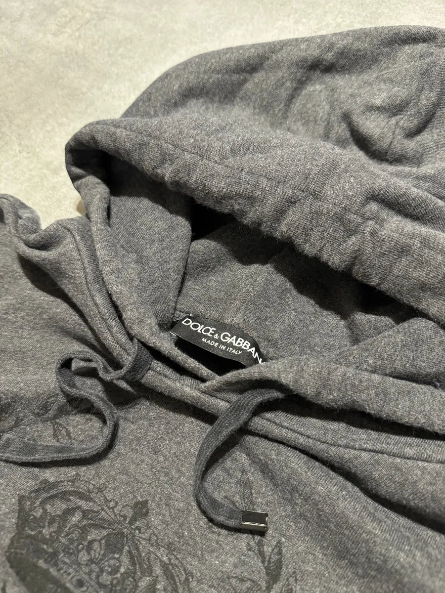 2000s Dolce & Gabbana Grey Floral Dramatic Hoodie QLmlYAb 7