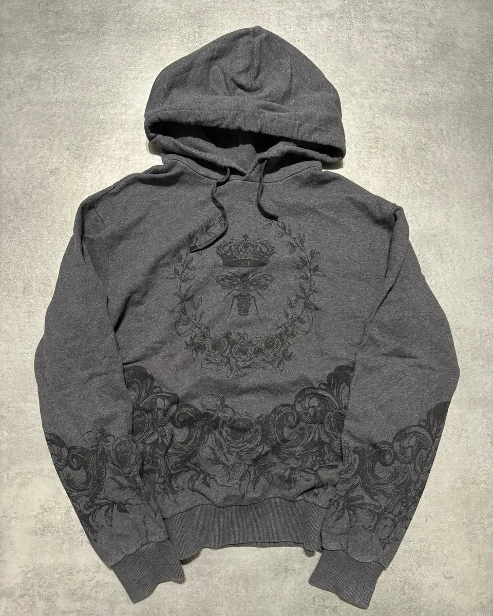 2000s Dolce & Gabbana Grey Floral Dramatic Hoodie QLmlYAb 8