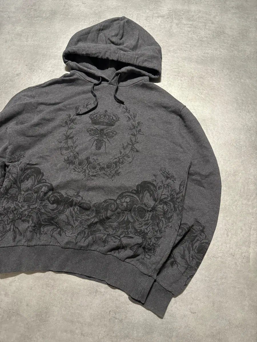 2000s Dolce & Gabbana Grey Floral Dramatic Hoodie QLmlYAb 9