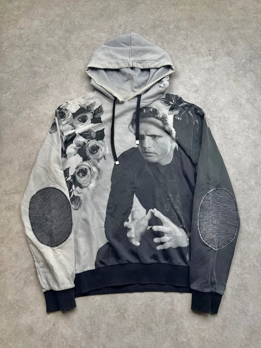 2000s Dolce & Gabbana Grey Floral Marlon Brando Hoodie JxPwdgD 0