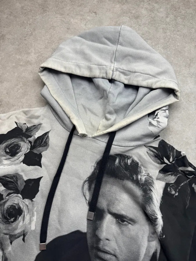 2000s Dolce & Gabbana Grey Floral Marlon Brando Hoodie JxPwdgD 4