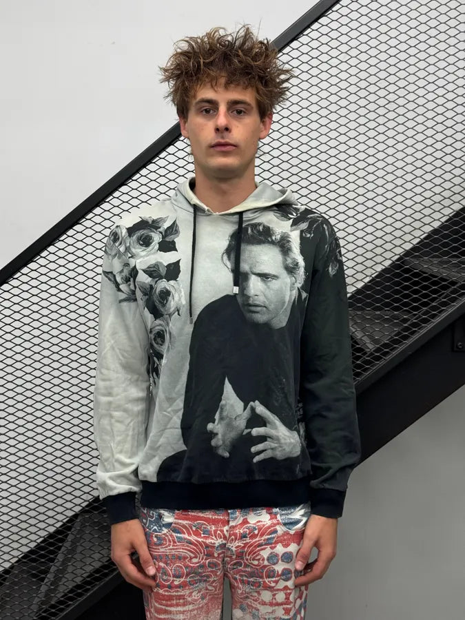 2000s Dolce & Gabbana Grey Floral Marlon Brando Hoodie JxPwdgD 2
