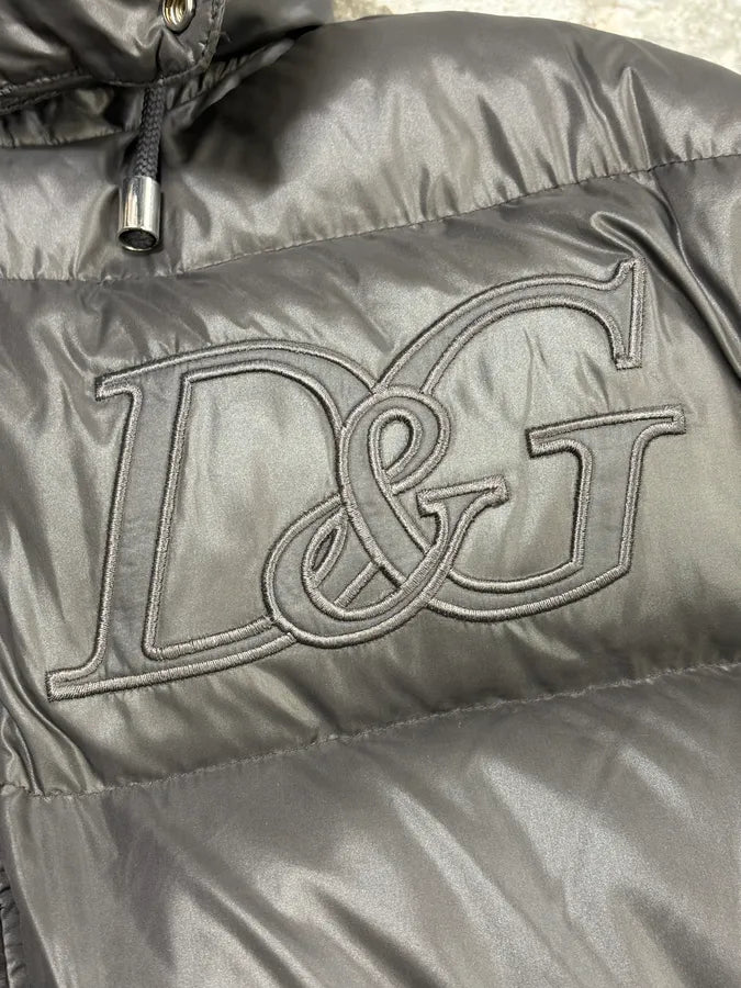 2000s Dolce & Gabbana Grey Fur Hooded Puffer Jacket KZkaXPH 9