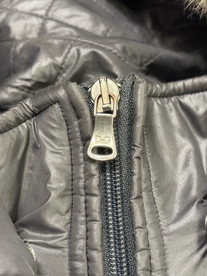 2000s Dolce & Gabbana Grey Fur Hooded Puffer Jacket KZkaXPH 8