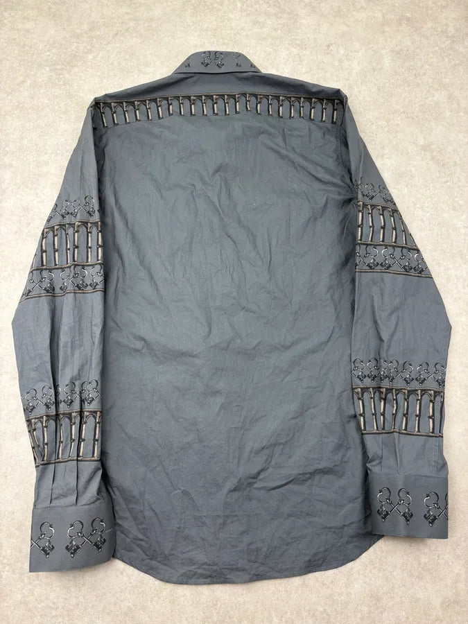 2010s Dolce & Gabbana Grey Gothic Catholic Embellished Shirt HrtjdmF 5