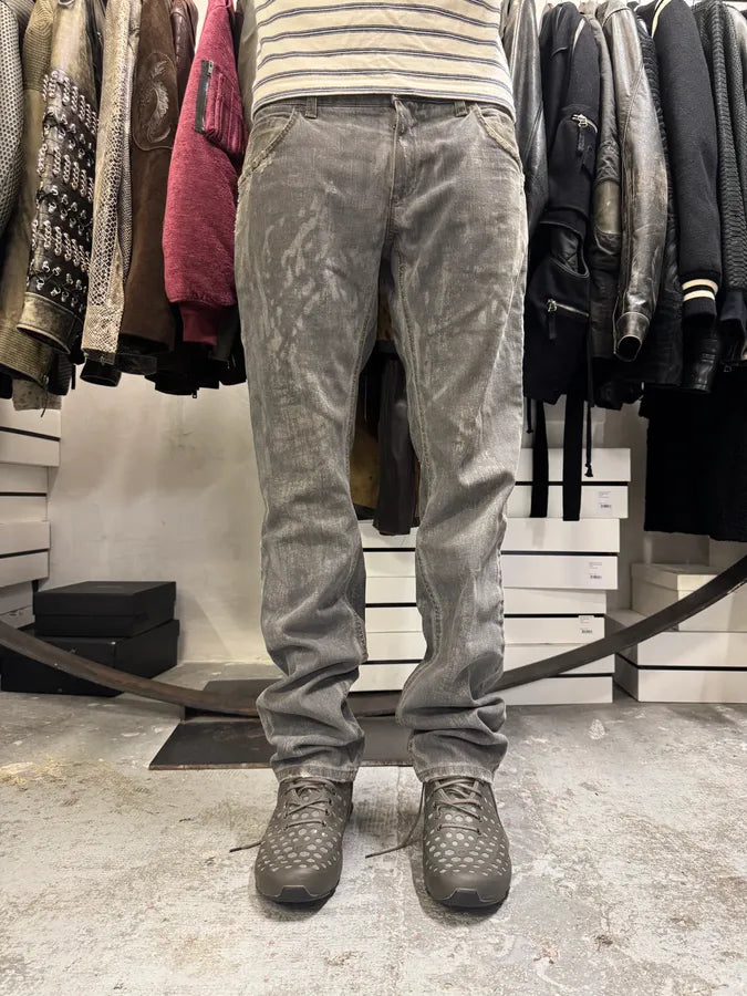 2000s Dolce & Gabbana Grey Irregular Denim Jeans QVSGvEk 1