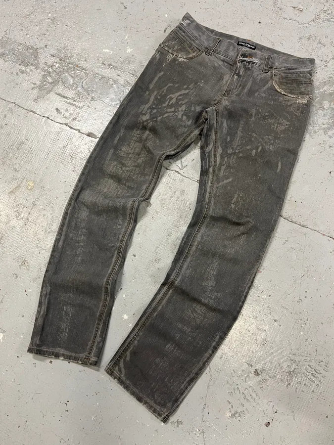 2000s Dolce & Gabbana Grey Irregular Denim Jeans QVSGvEk 4