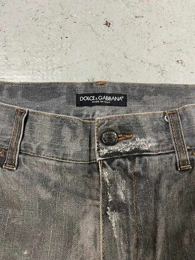 2000s Dolce & Gabbana Grey Irregular Denim Jeans QVSGvEk 8