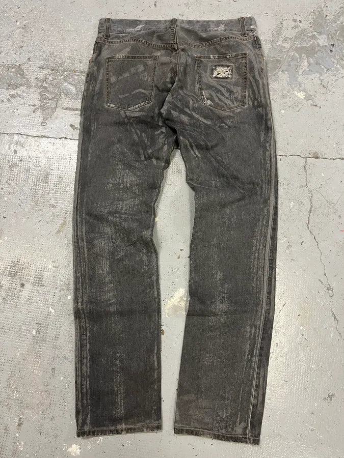 2000s Dolce & Gabbana Grey Irregular Denim Jeans QVSGvEk 6