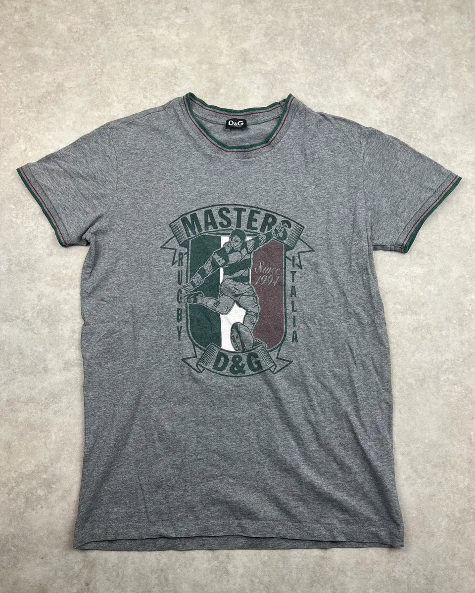 2000s Dolce & Gabbana Grey Italian Rugby Masters T-Shirt RTYdmsA 0