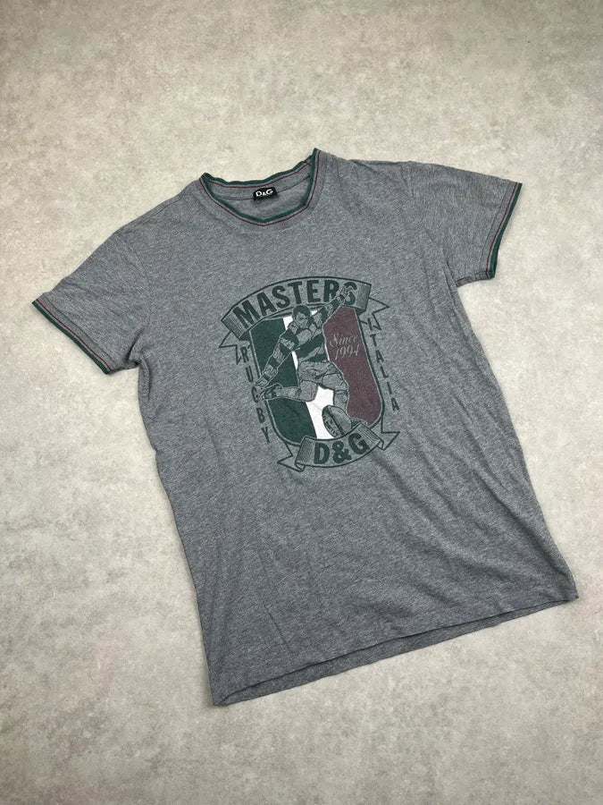 2000s Dolce & Gabbana Grey Italian Rugby Masters T-Shirt RTYdmsA 3