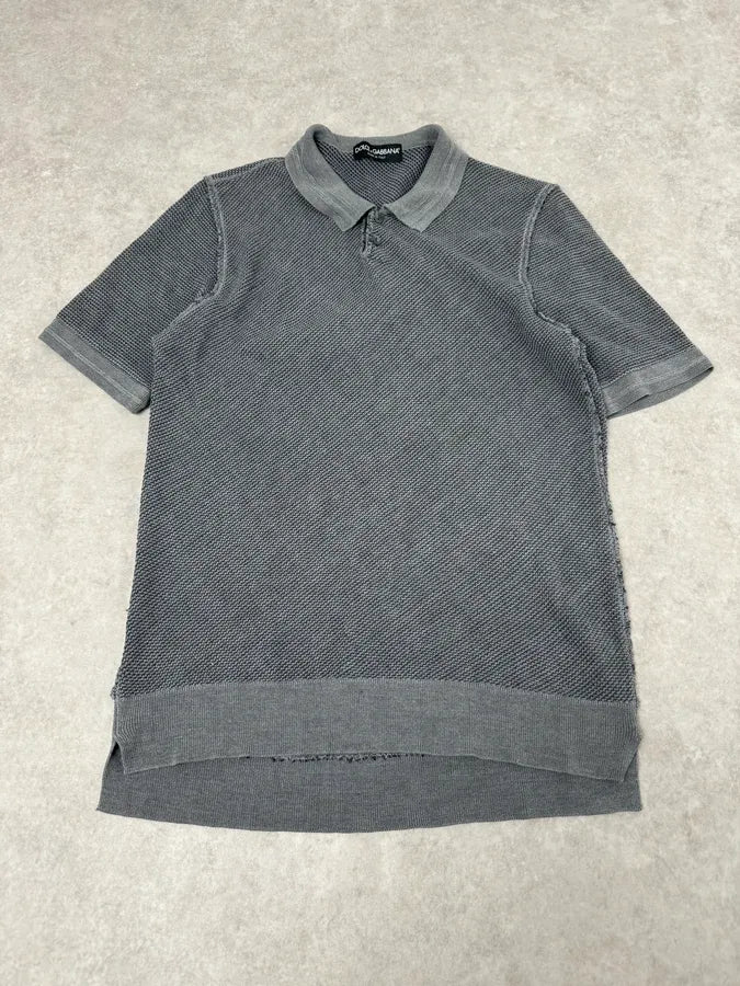 2000s Dolce & Gabbana Grey Knit Polo Shirt LGHqAEW 1