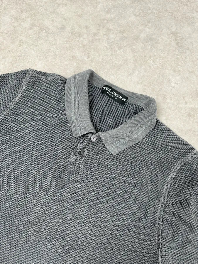 2000s Dolce & Gabbana Grey Knit Polo Shirt LGHqAEW 3