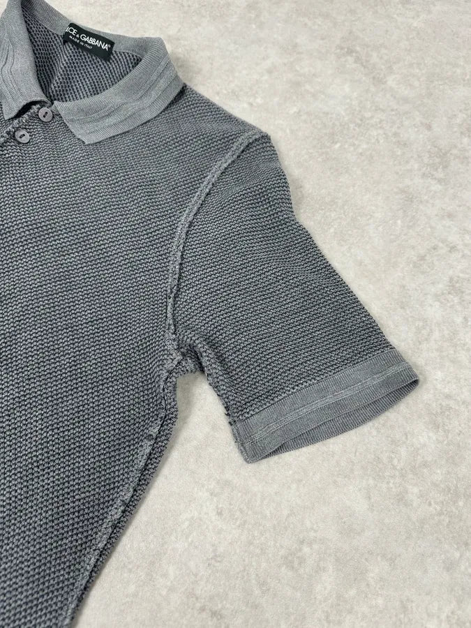 2000s Dolce & Gabbana Grey Knit Polo Shirt LGHqAEW 4
