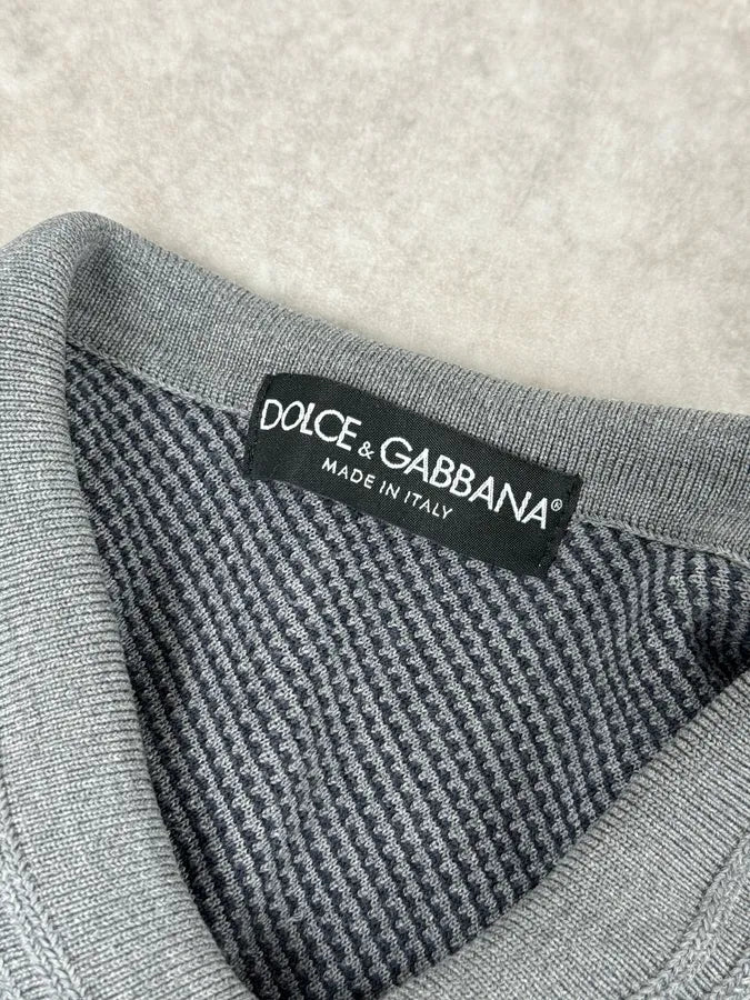 2000s Dolce & Gabbana Grey Knit Polo Shirt LGHqAEW 7