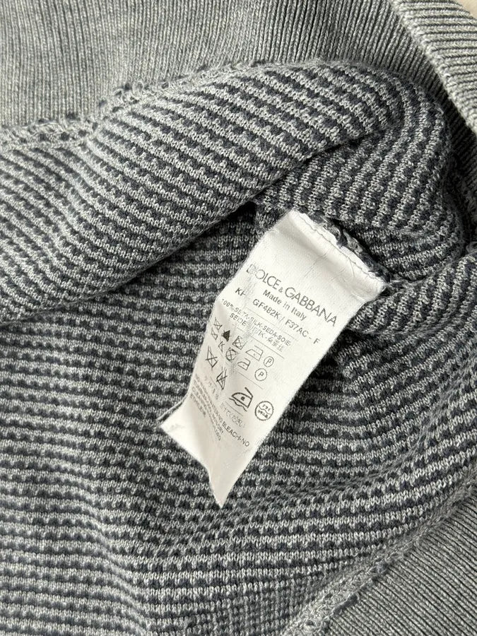 2000s Dolce & Gabbana Grey Knit Polo Shirt LGHqAEW 8