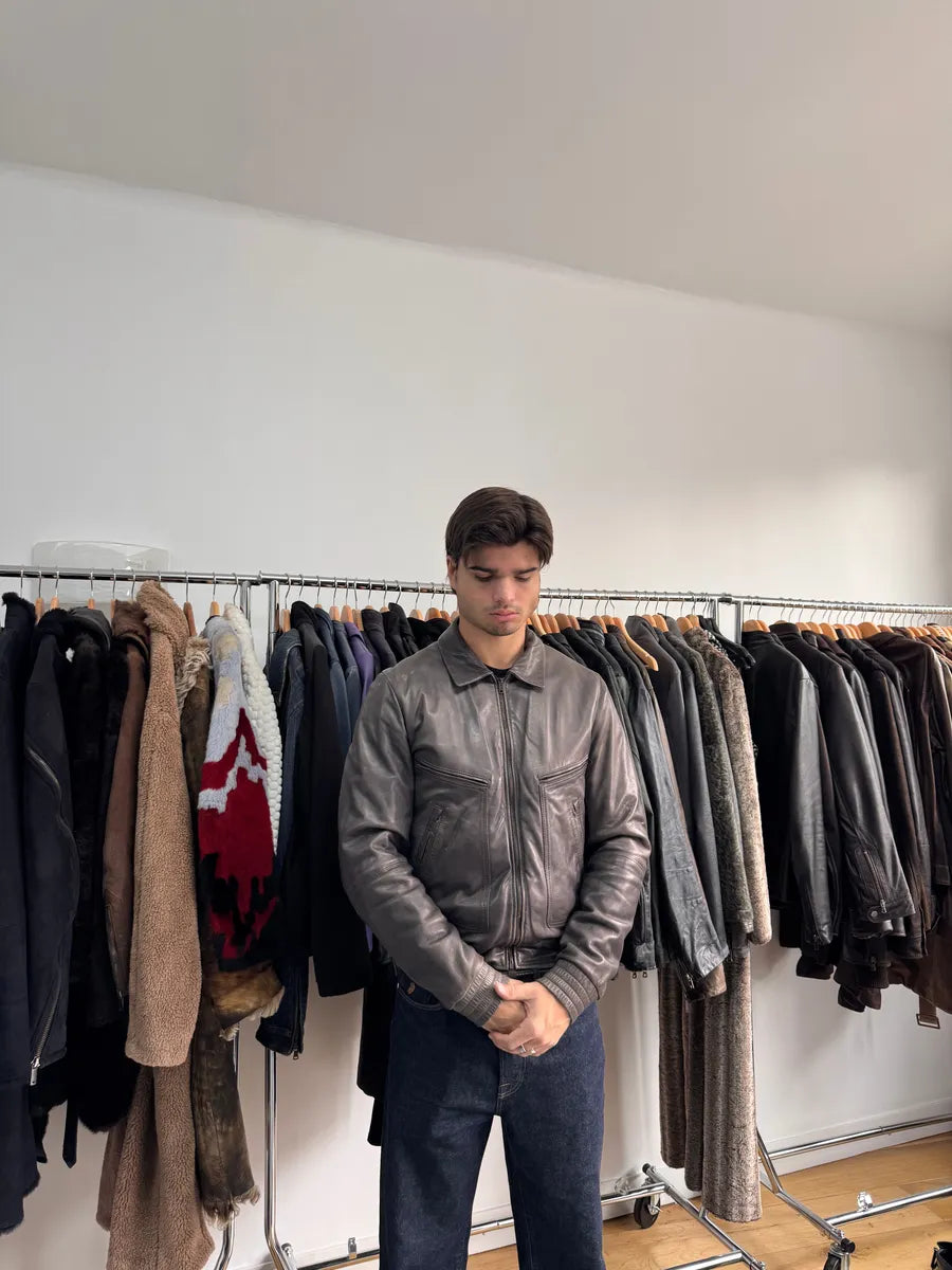 2000s Dolce & Gabbana Grey Lambskin Leather Jacket tHJmjGz 1