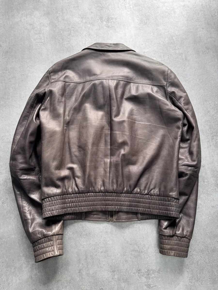 2000s Dolce & Gabbana Grey Lambskin Leather Jacket tHJmjGz 3