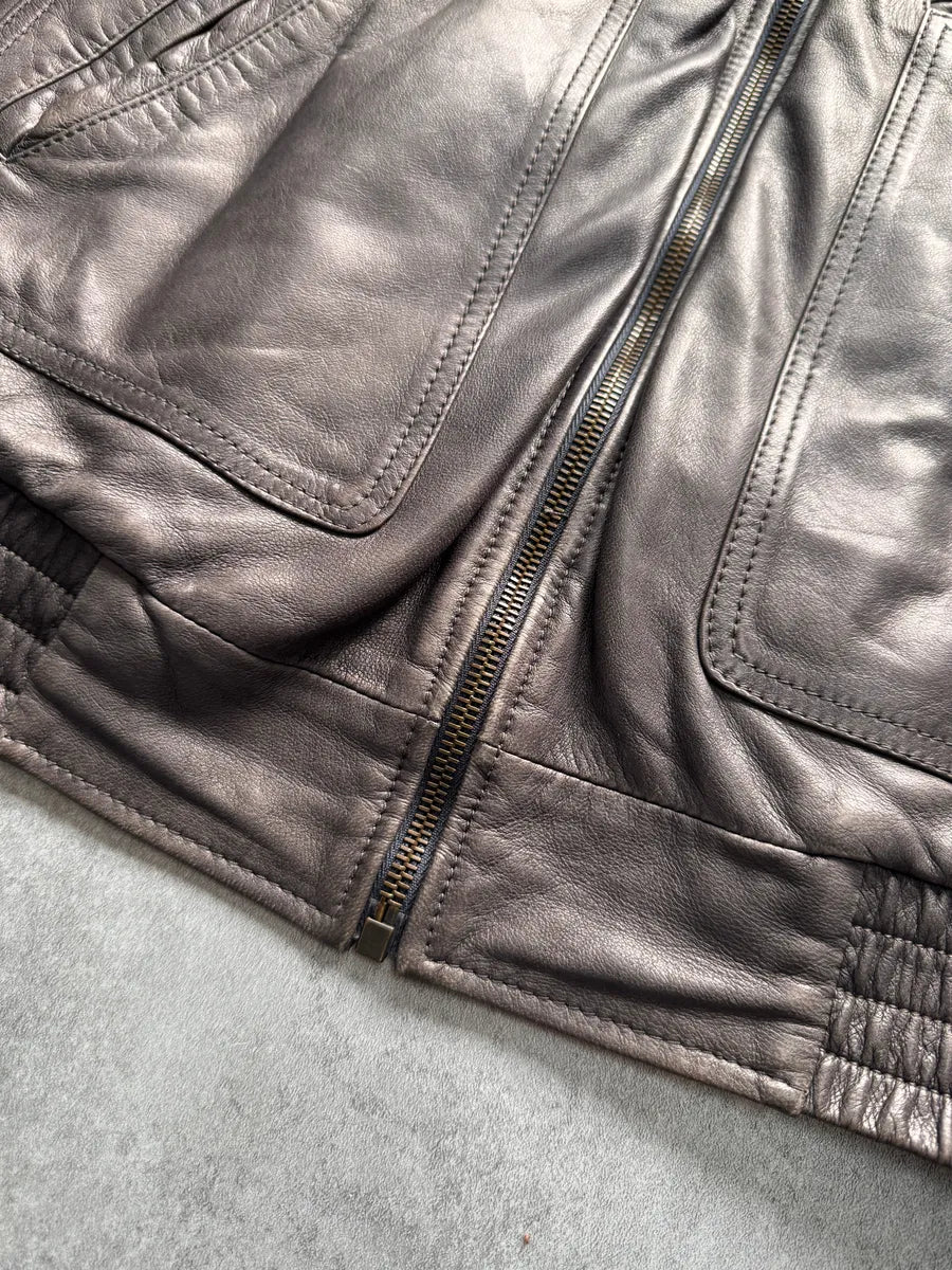 2000s Dolce & Gabbana Grey Lambskin Leather Jacket tHJmjGz 4
