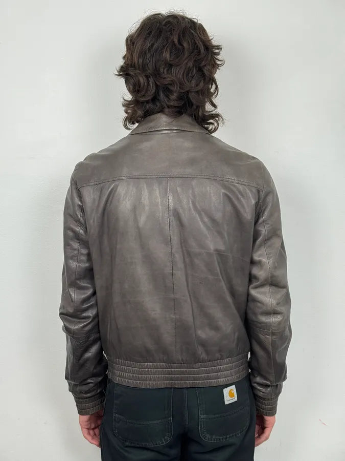 2000s Dolce & Gabbana Grey Lambskin Leather Jacket tHJmjGz 2
