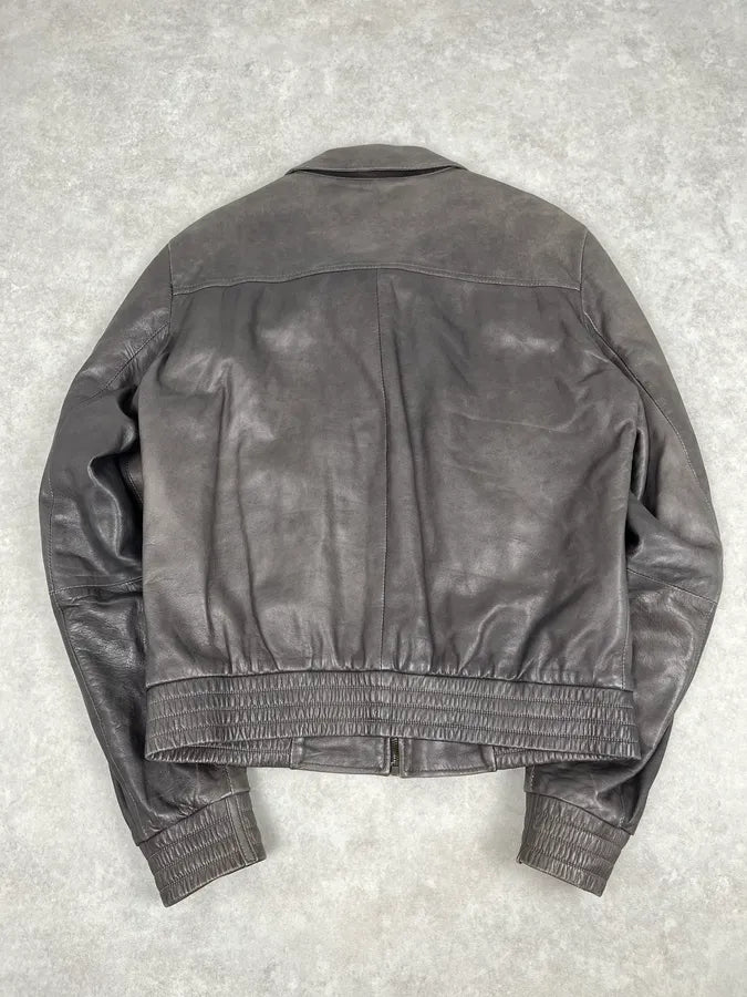 2000s Dolce & Gabbana Grey Lambskin Leather Jacket tHJmjGz 4