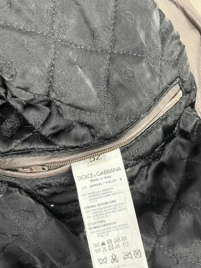 2000s Dolce & Gabbana Grey Lambskin Leather Jacket tHJmjGz 8