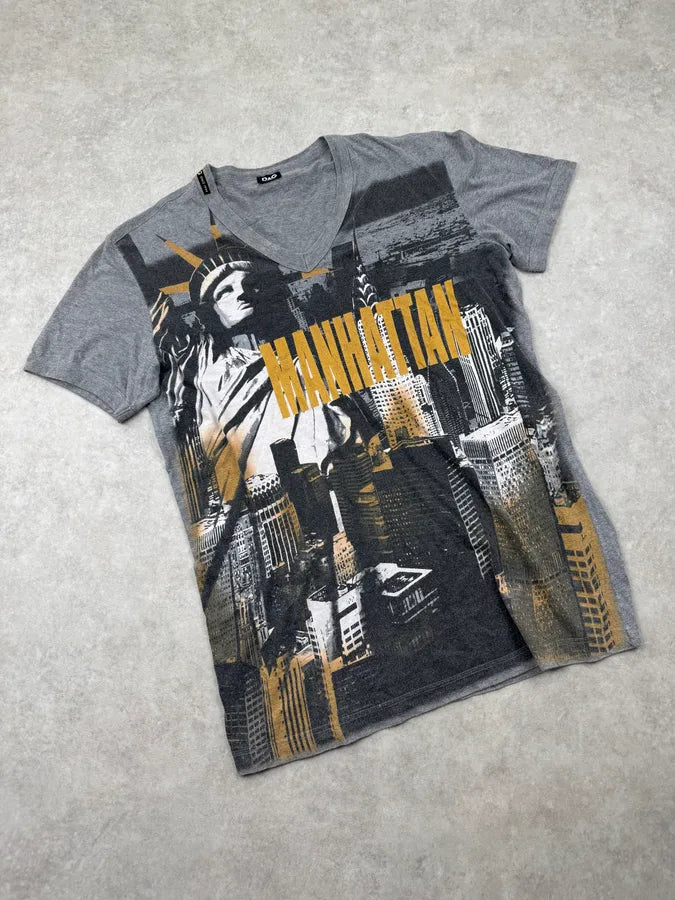 2000s Dolce & Gabbana Grey Liberty Manhattan T-Shirt kPMOYPn 3