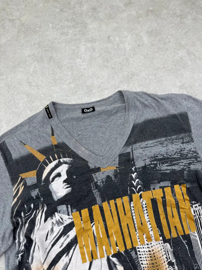 2000s Dolce & Gabbana Grey Liberty Manhattan T-Shirt kPMOYPn 4