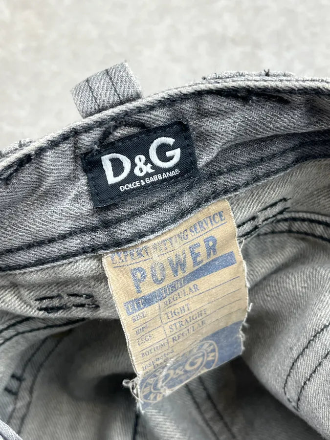 2000s Dolce & Gabbana Grey Light Distressed Denim Jeans oTQrtoM 13