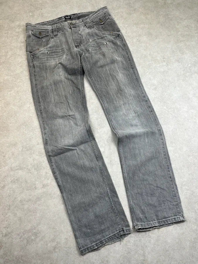 2000s Dolce & Gabbana Grey Light Distressed Denim Jeans oTQrtoM 4