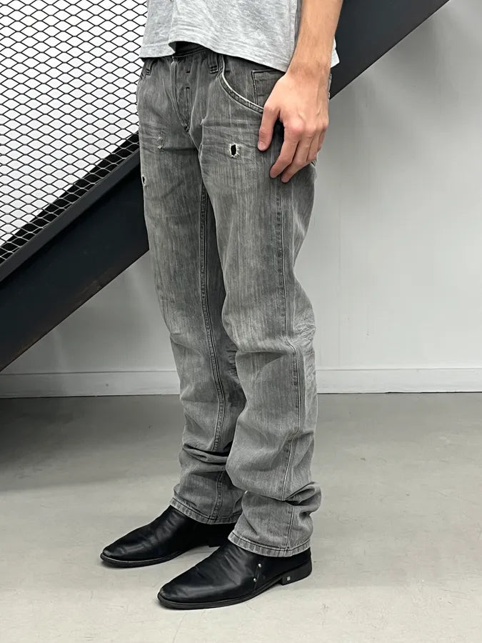 2000s Dolce & Gabbana Grey Light Distressed Denim Jeans oTQrtoM 1
