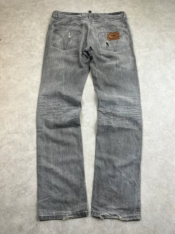 2000s Dolce & Gabbana Grey Light Distressed Denim Jeans oTQrtoM 6