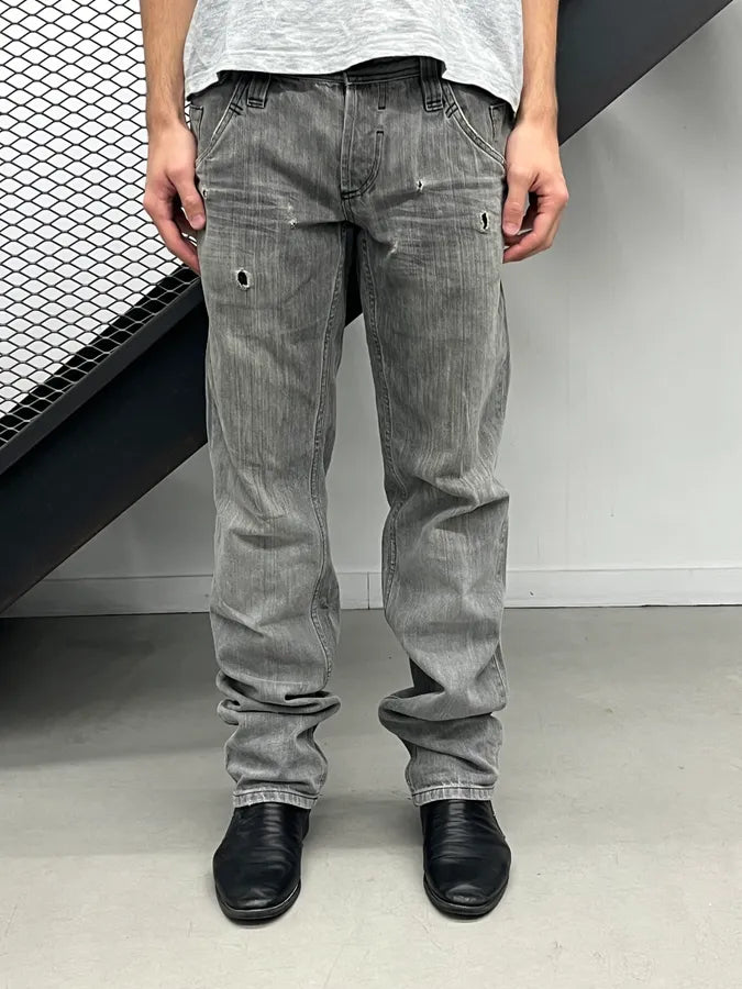 2000s Dolce & Gabbana Grey Light Distressed Denim Jeans oTQrtoM 0